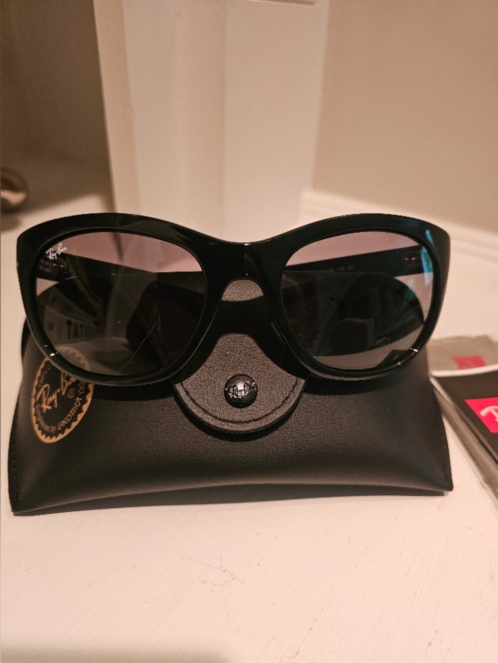Ray-Ban Black Frame Sunglasses with Gradient Smoke Lenses